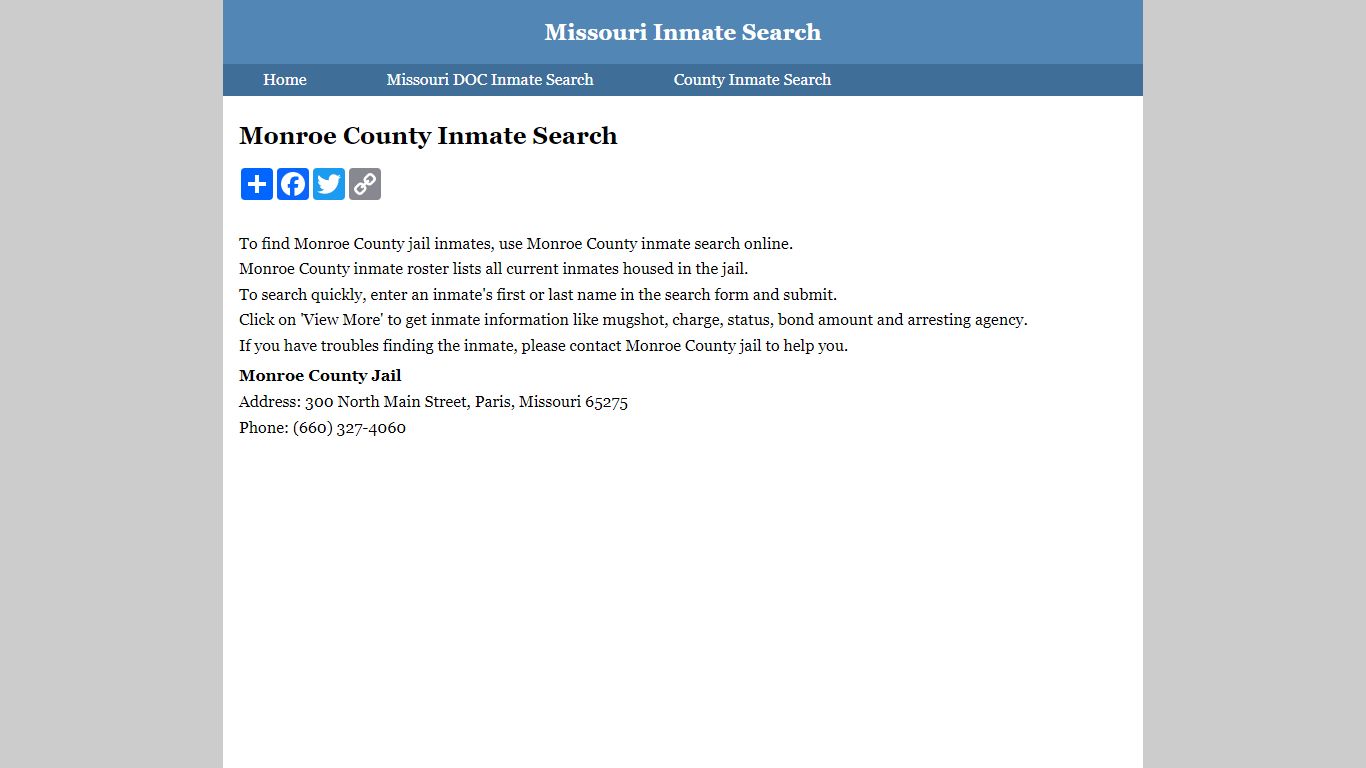 Monroe County Inmate Search