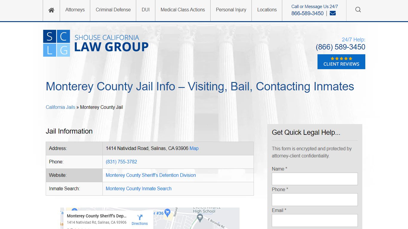 Monterey County Jail Info – Visiting, Bail, Contacting Inmates