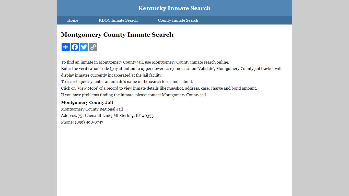 Montgomery County Inmate Search