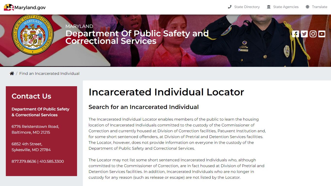 DPSCS - Find an Incarcerated Individual - Maryland Department of Public ...