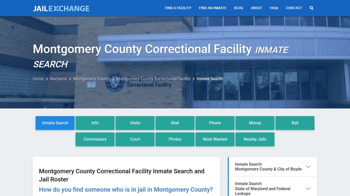 Montgomery County Correctional Facility Inmate Search - Jail Exchange