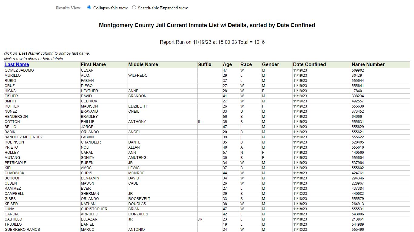 Jail Roster - Montgomery County, Texas