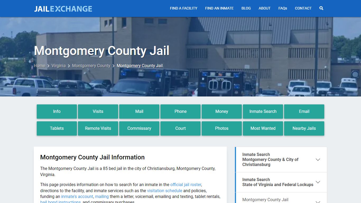 Montgomery County Jail, VA Inmate Search, Information