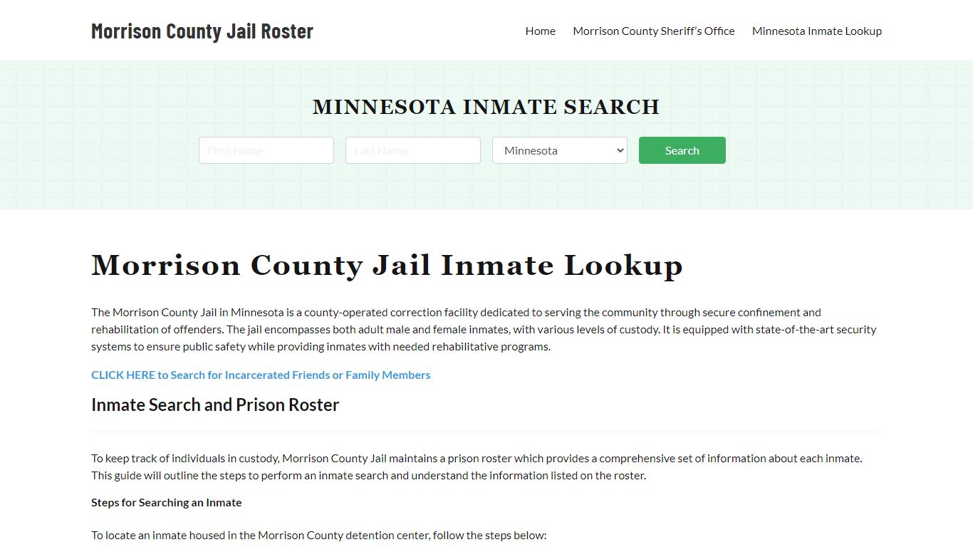Morrison County Jail Roster Lookup, MN, Inmate Search