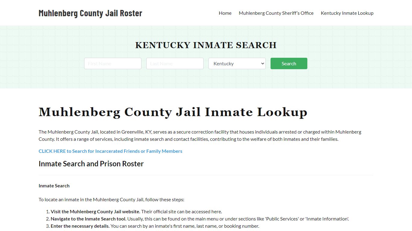 Muhlenberg County Jail Roster Lookup, KY, Inmate Search