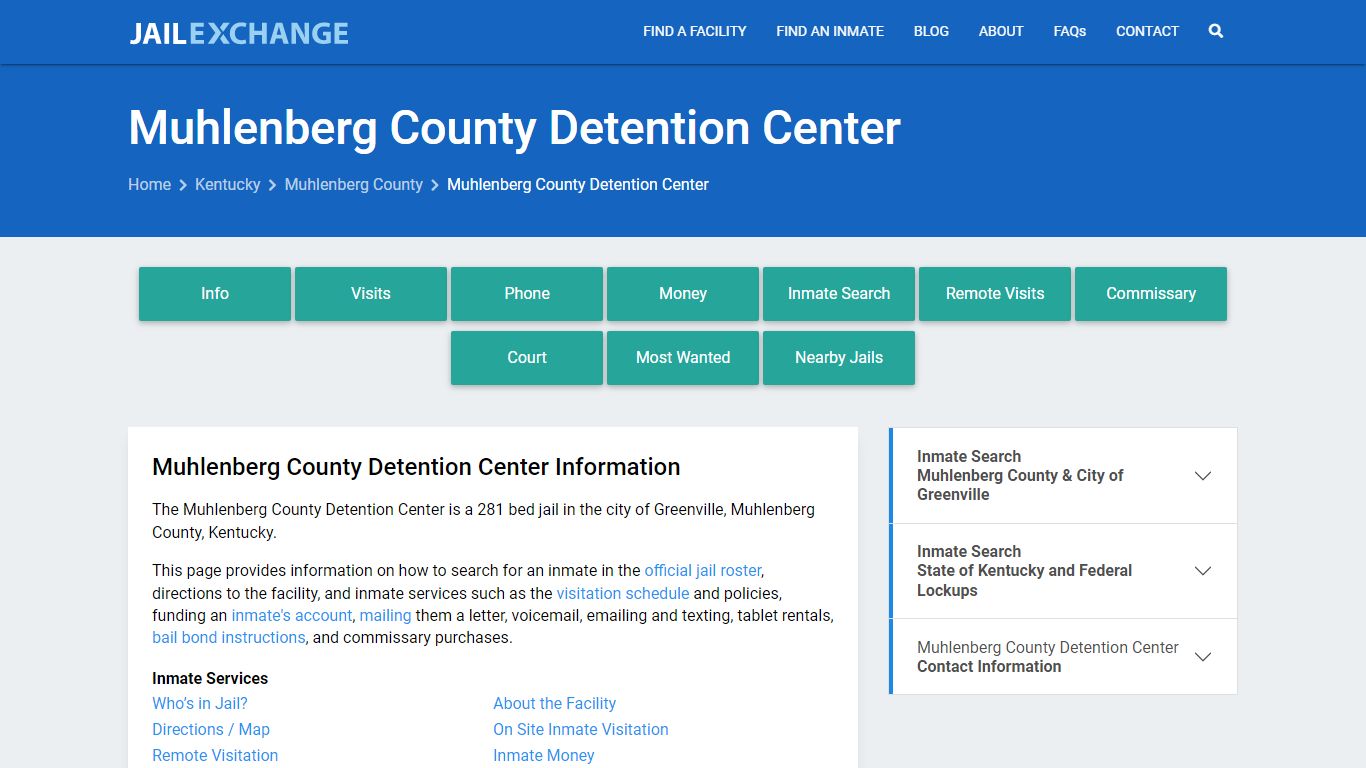 Muhlenberg County Detention Center, KY Inmate Search, Information