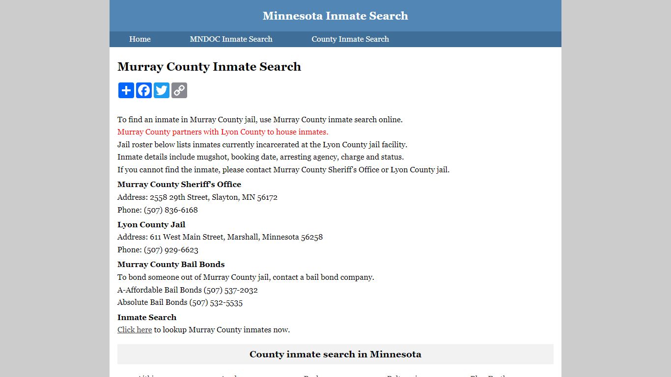 Murray County Inmate Search
