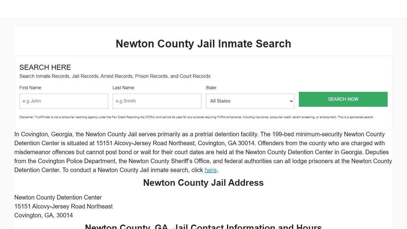 Newton County Jail Inmate Search