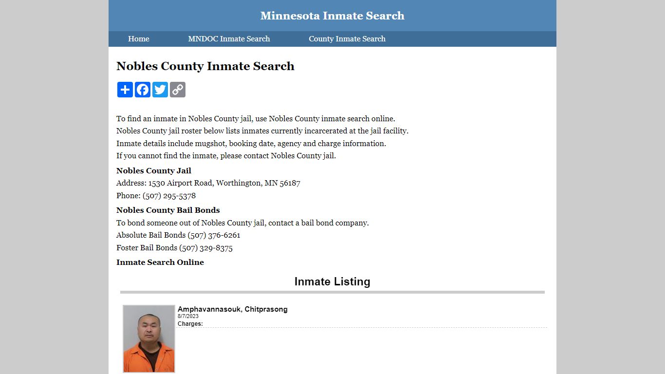 Nobles County Inmate Search