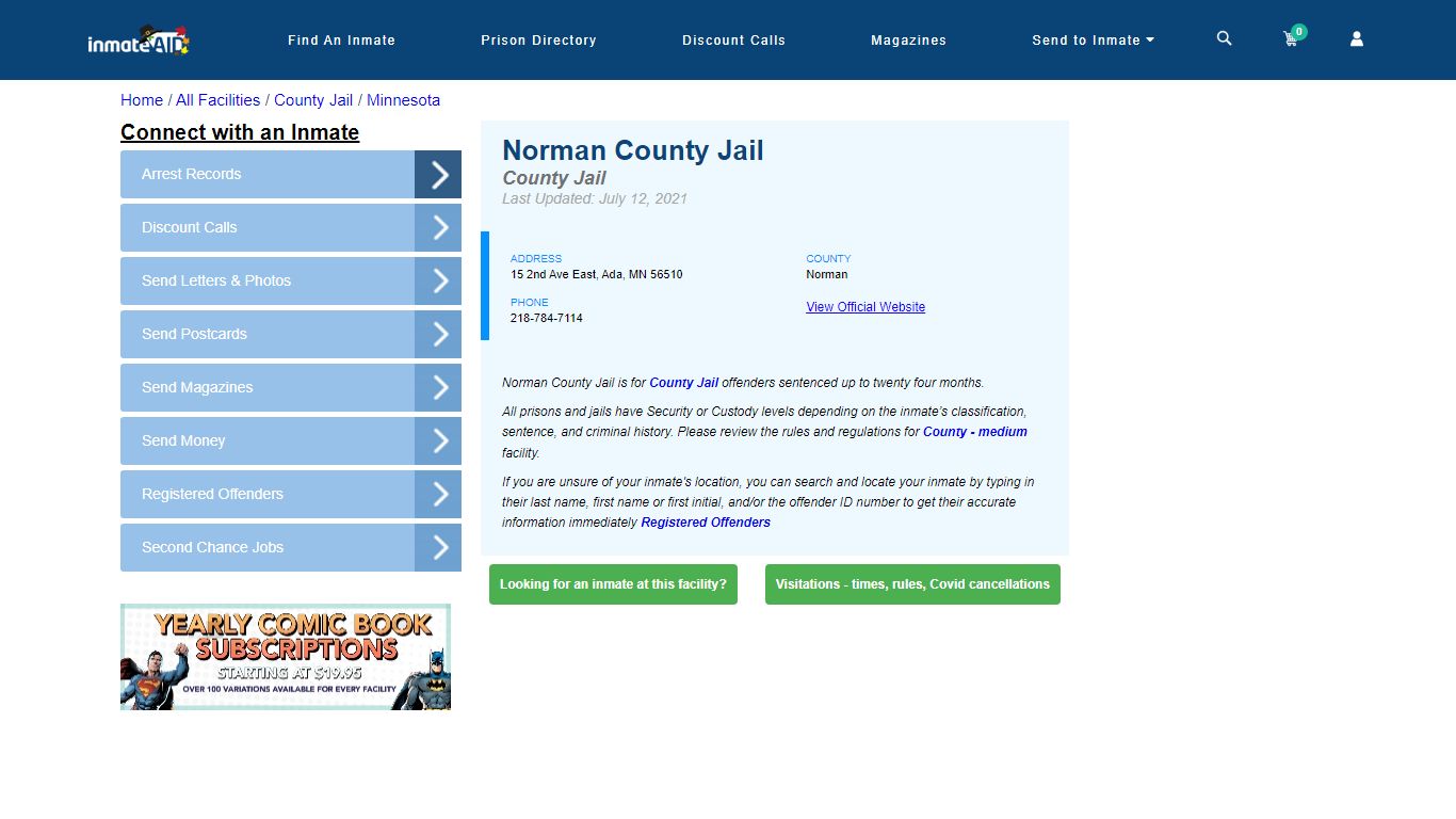 Norman County Jail - Inmate Locator - Ada, MN