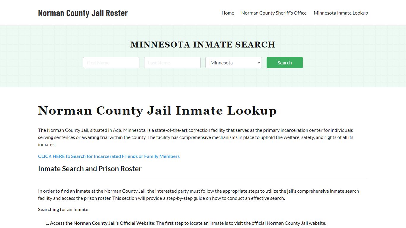 Norman County Jail Roster Lookup, MN, Inmate Search