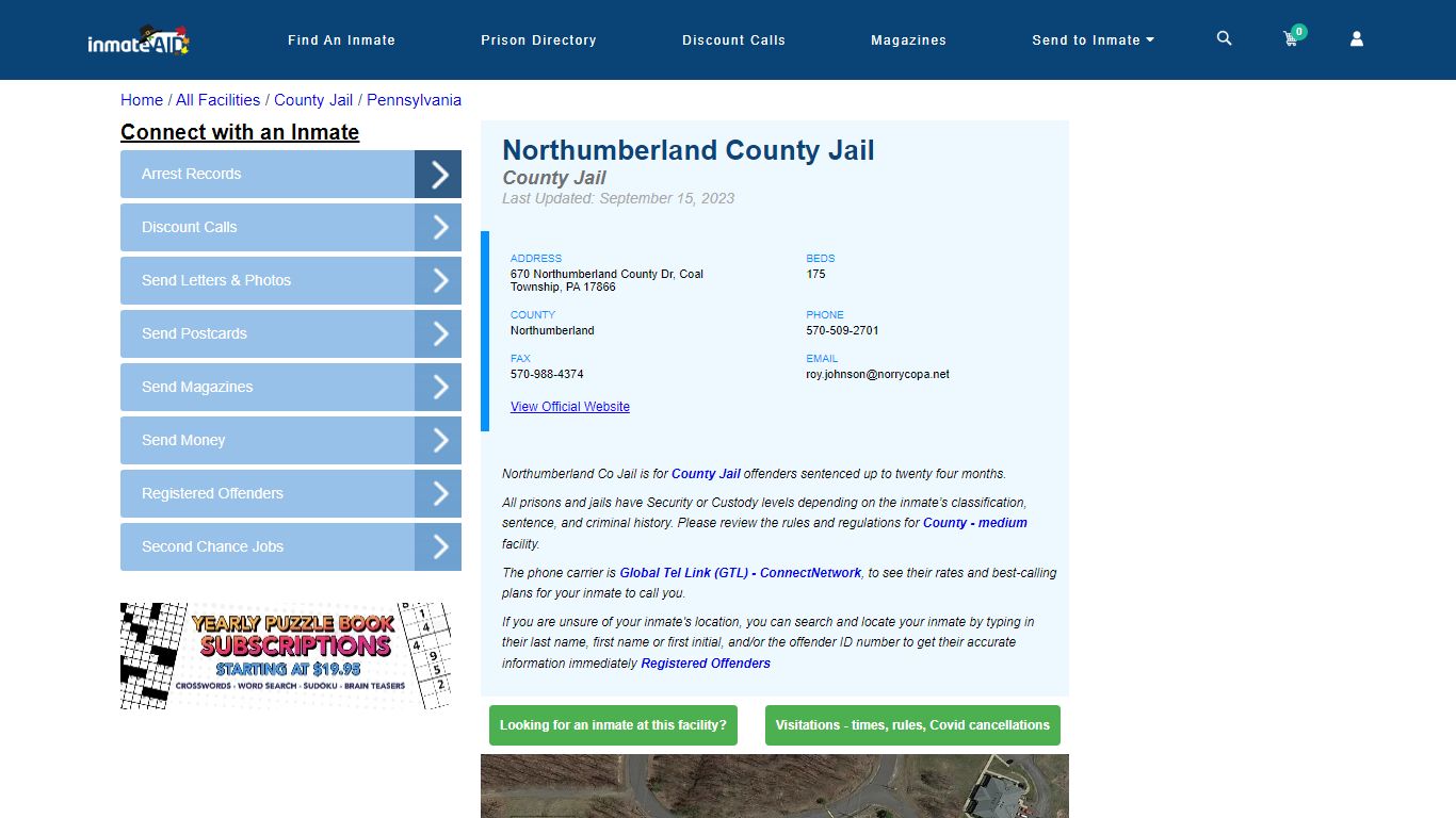 Northumberland County Jail - Inmate Locator - Coal Township, PA