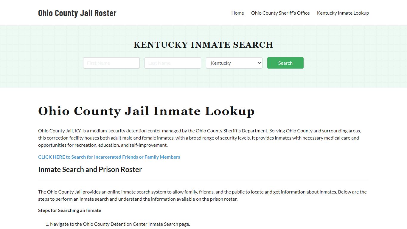 Ohio County Jail Roster Lookup, KY, Inmate Search