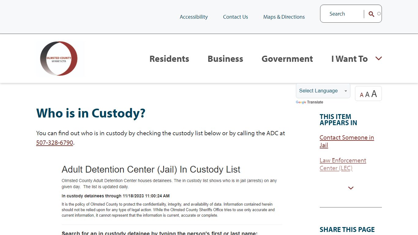Who is in Custody? | Olmsted County, MN