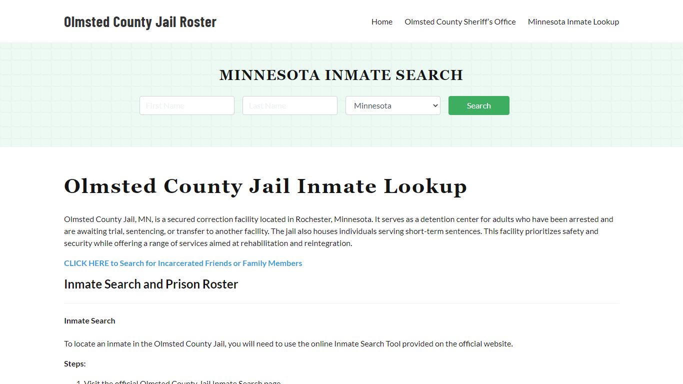 Olmsted County Jail Roster Lookup, MN, Inmate Search