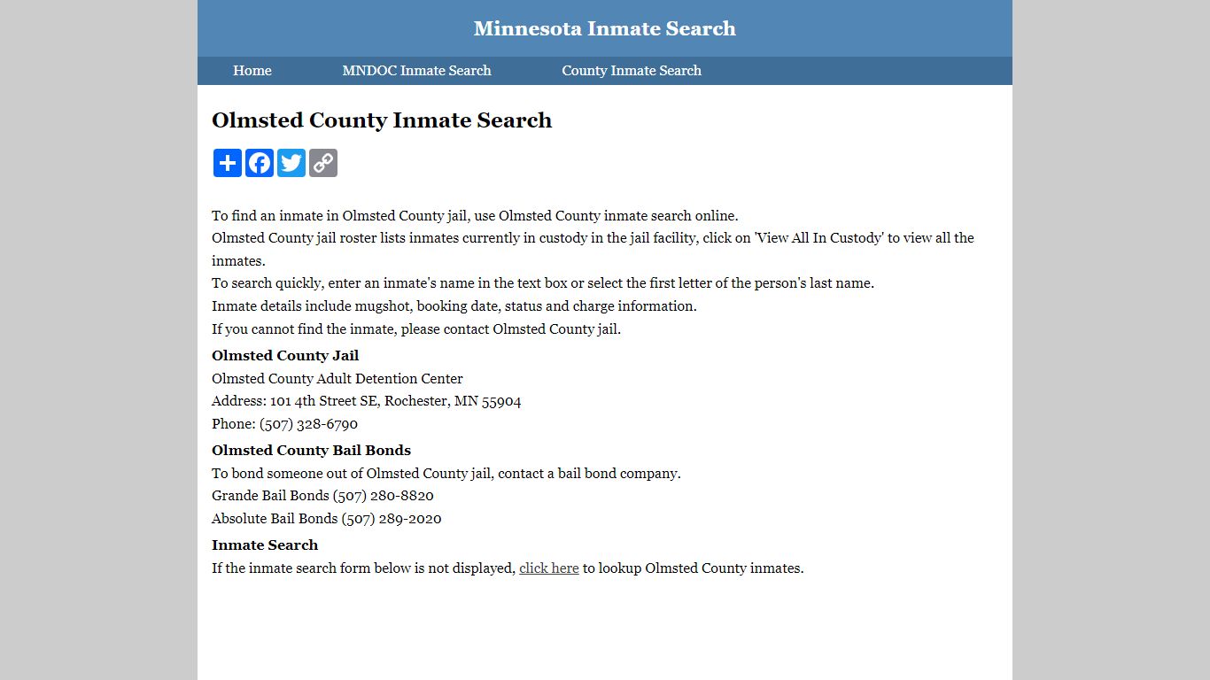 Olmsted County Inmate Search