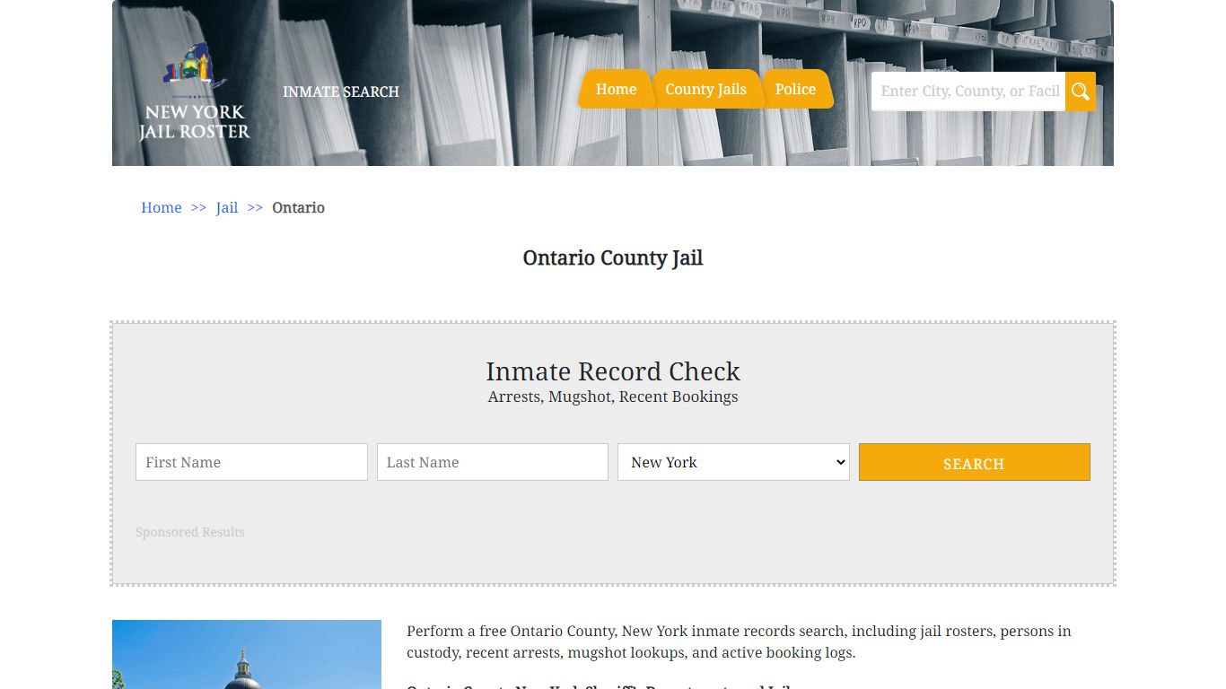 Ontario County Jail | Jail Roster Search