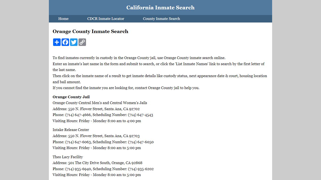 Orange County Inmate Search