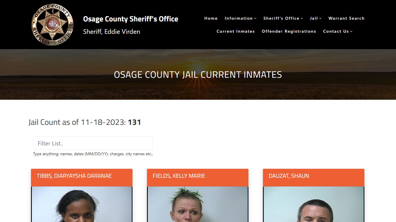 Osage County Jail Current Inmates – Osage County Sheriff's Office