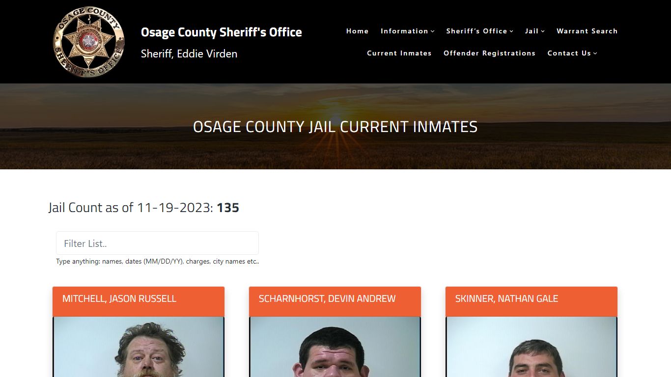 Osage County Jail Current Inmates – Osage County Sheriff's Office