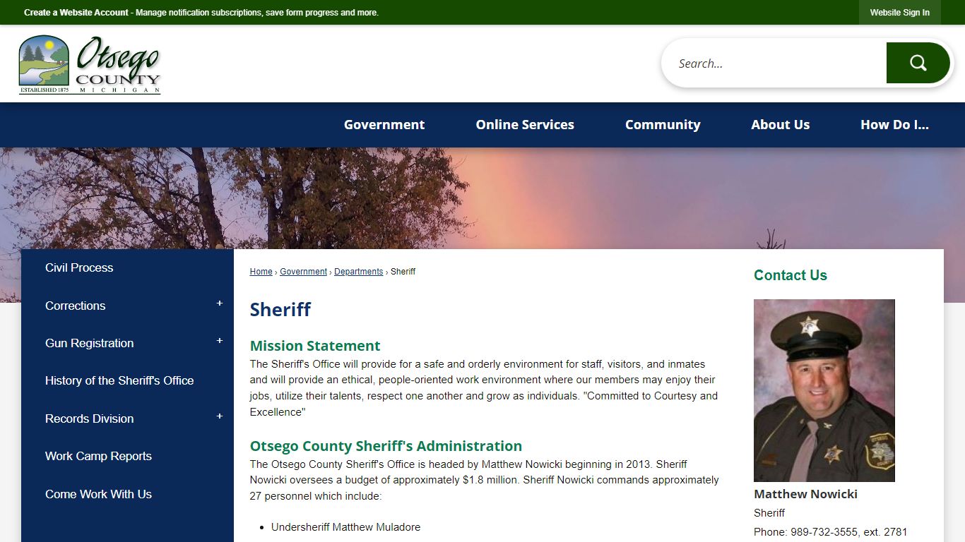 Sheriff | Otsego County, MI