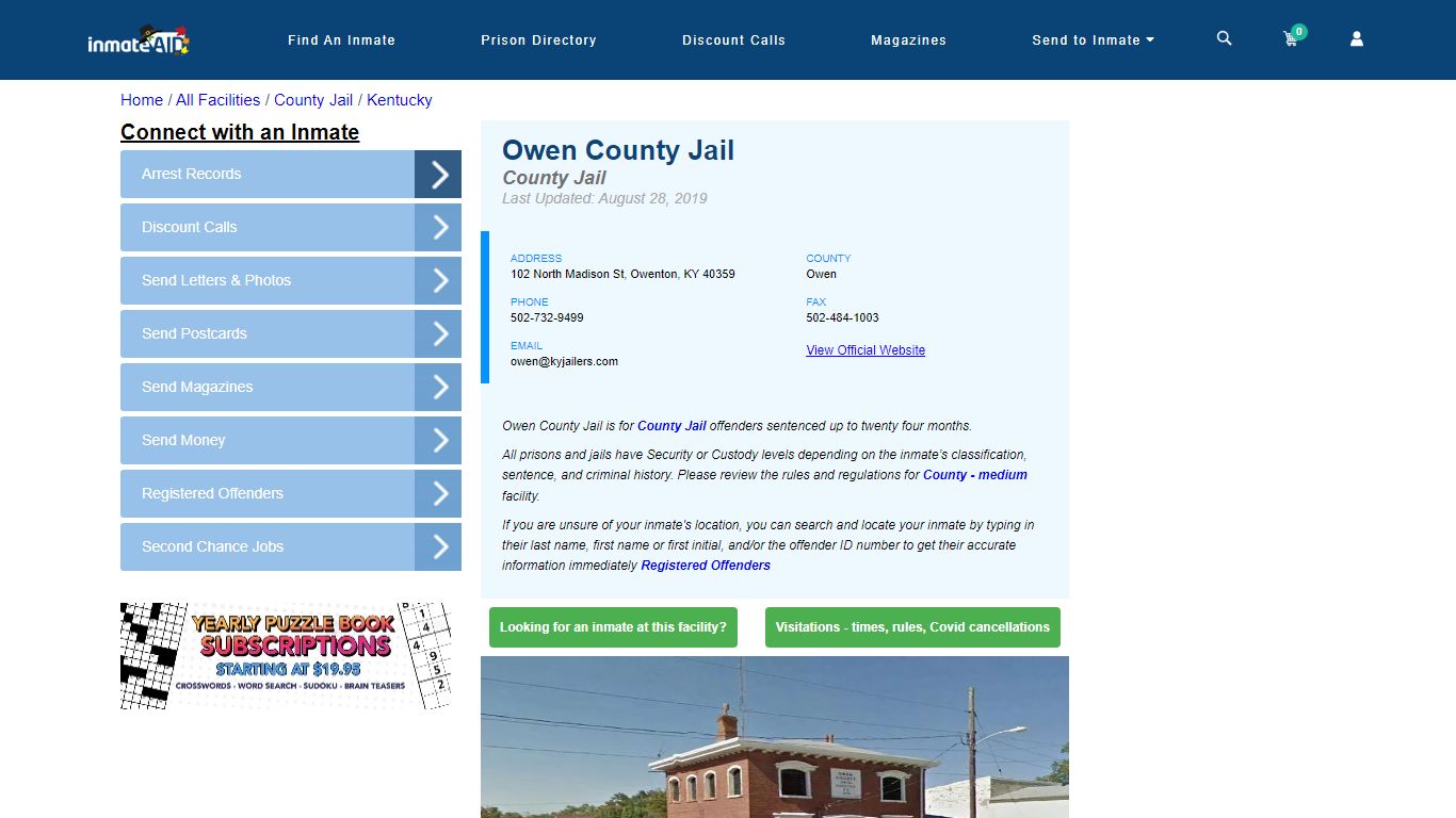Owen County Jail - Inmate Locator - Owenton, KY
