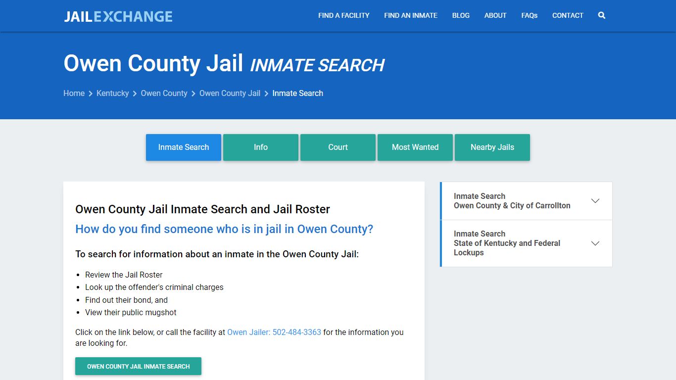 Inmate Search: Roster & Mugshots - Owen County Jail, KY