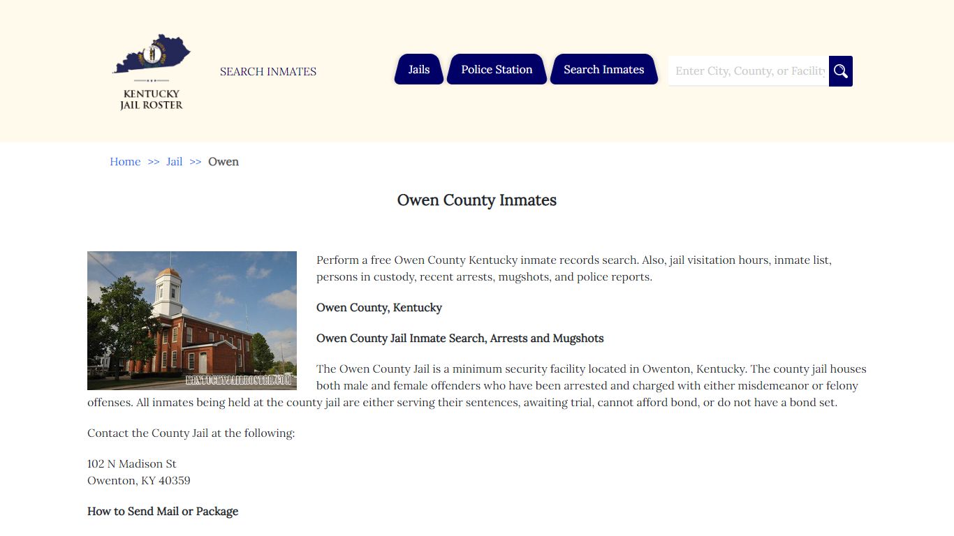 Owen County Inmates | Jail Roster Search