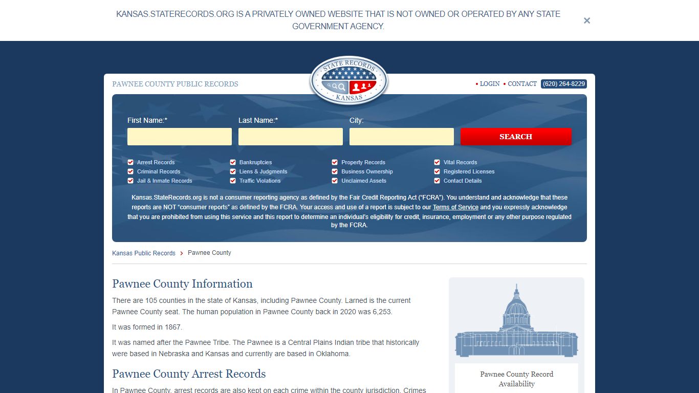 Pawnee County Arrest, Court, and Public Records | StateRecords.org