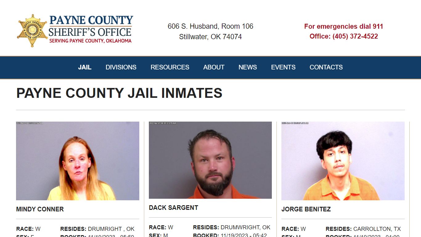 Inmate Search - Payne County Jail