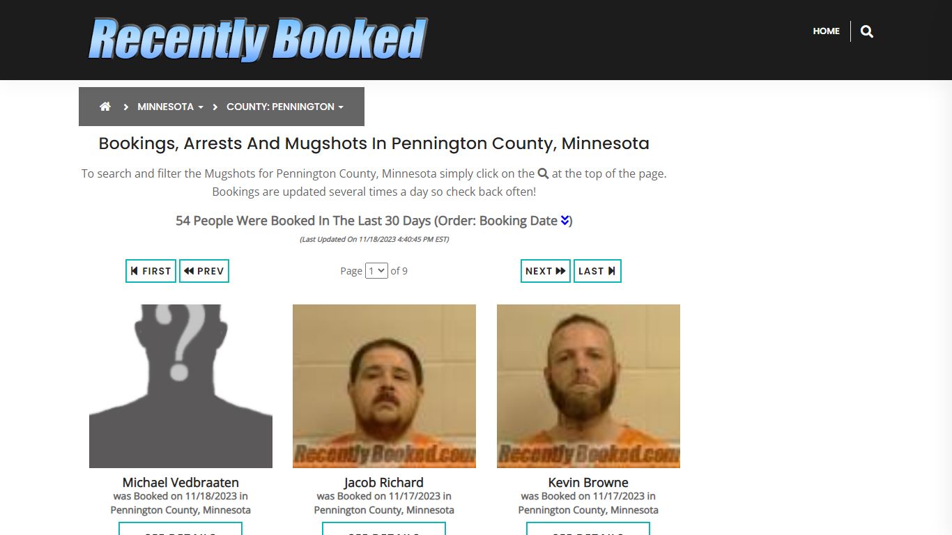 Bookings, Arrests and Mugshots in Pennington County, Minnesota