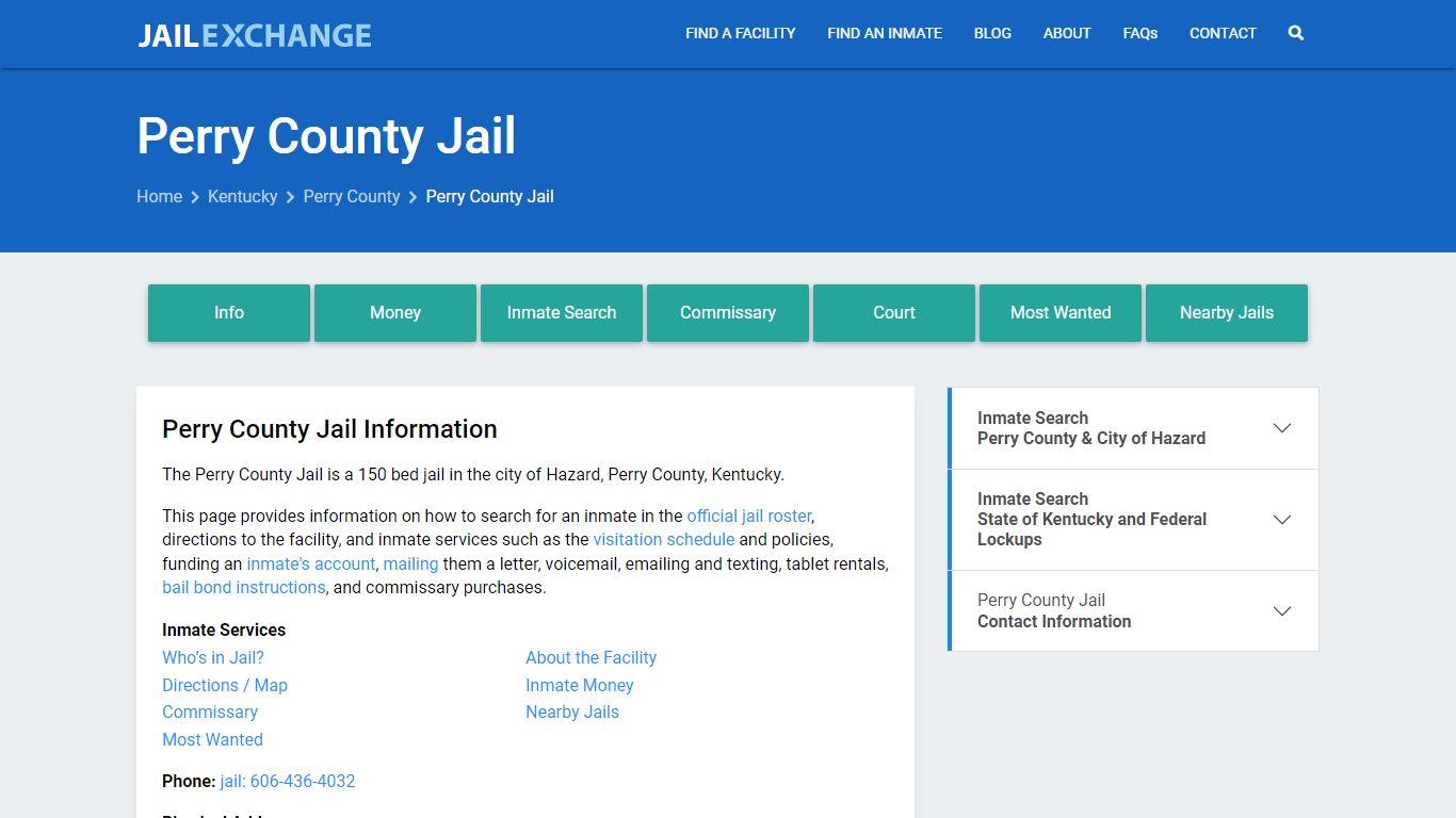 Perry County Jail, KY Inmate Search, Information