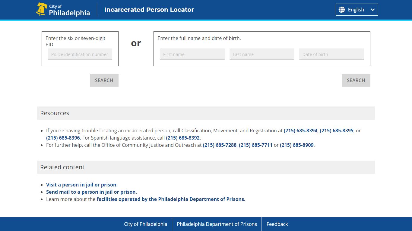 Incarcerated-Person-Locator - Philadelphia