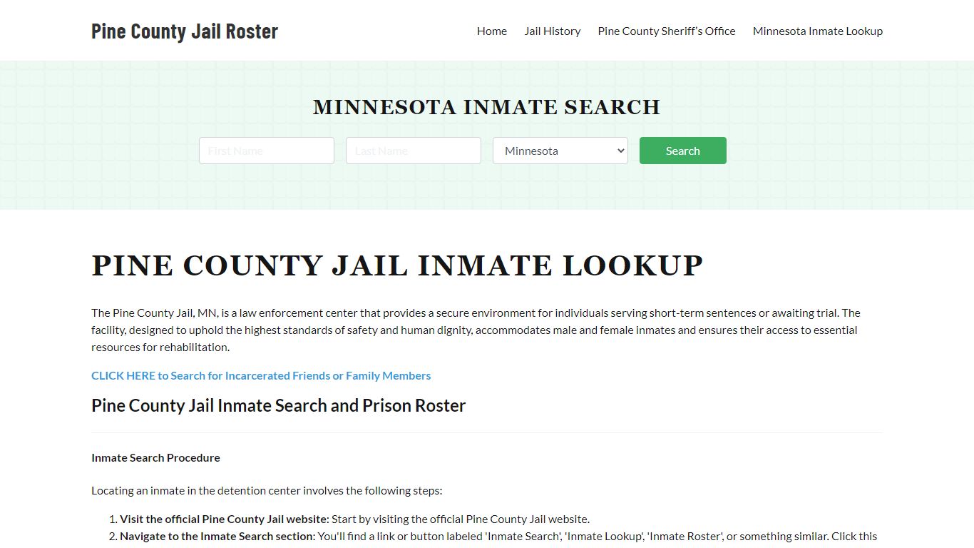 Pine County Jail Roster Lookup, MN, Inmate Search