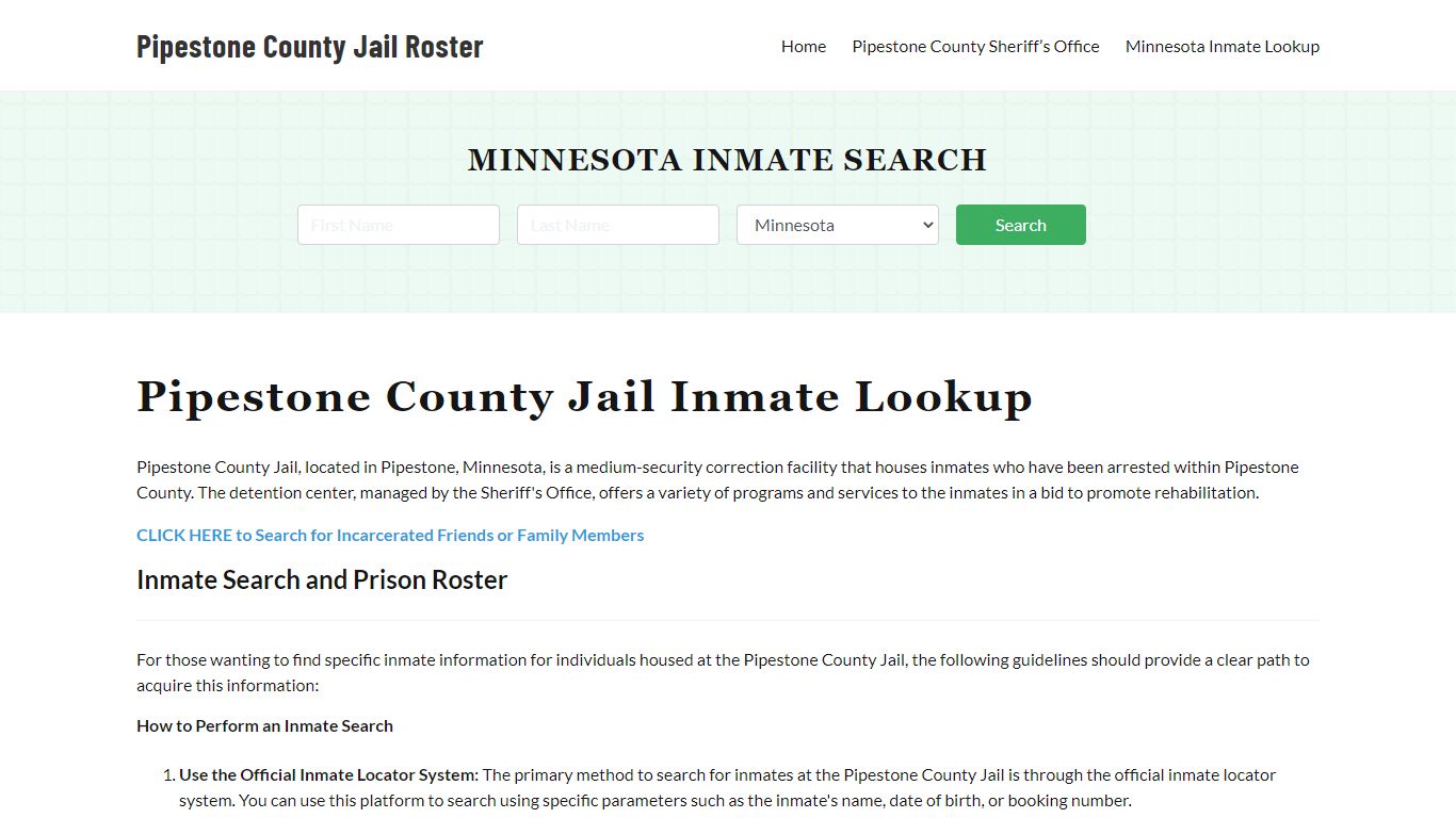 Pipestone County Jail Roster Lookup, MN, Inmate Search