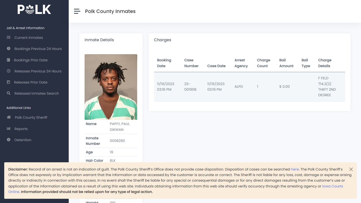 Inmate Details - Polk Inmates