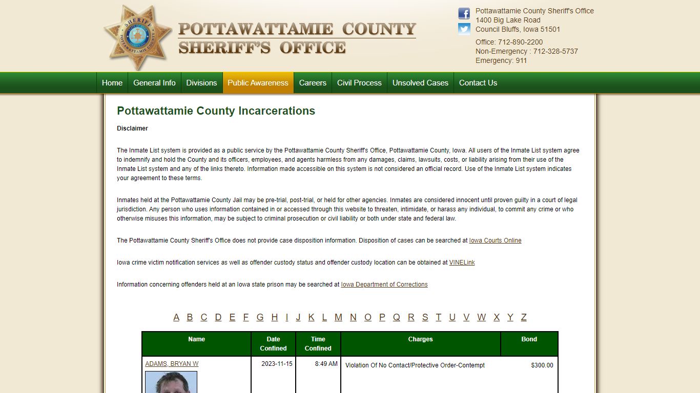 Incarcerations - Pottawattamie County Sheriff's Office