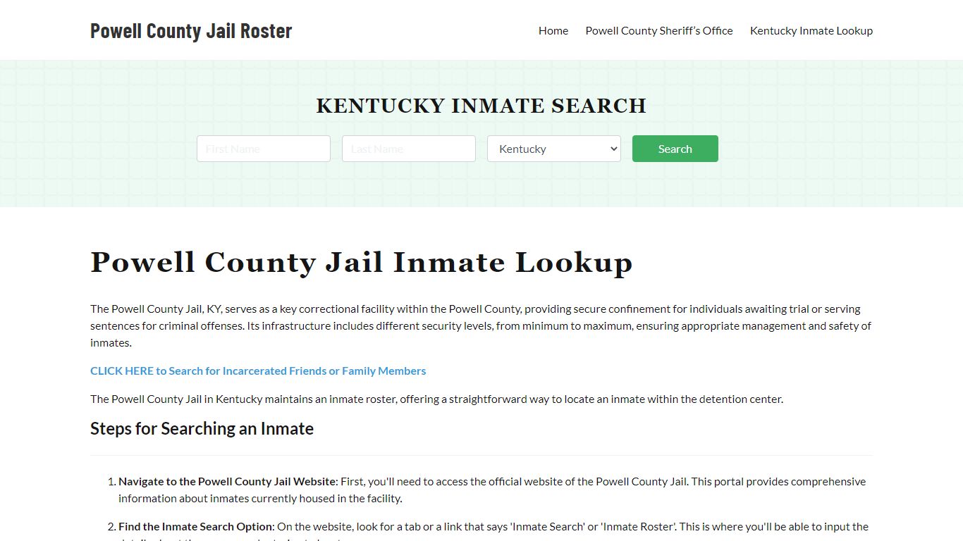Powell County Jail Roster Lookup, KY, Inmate Search