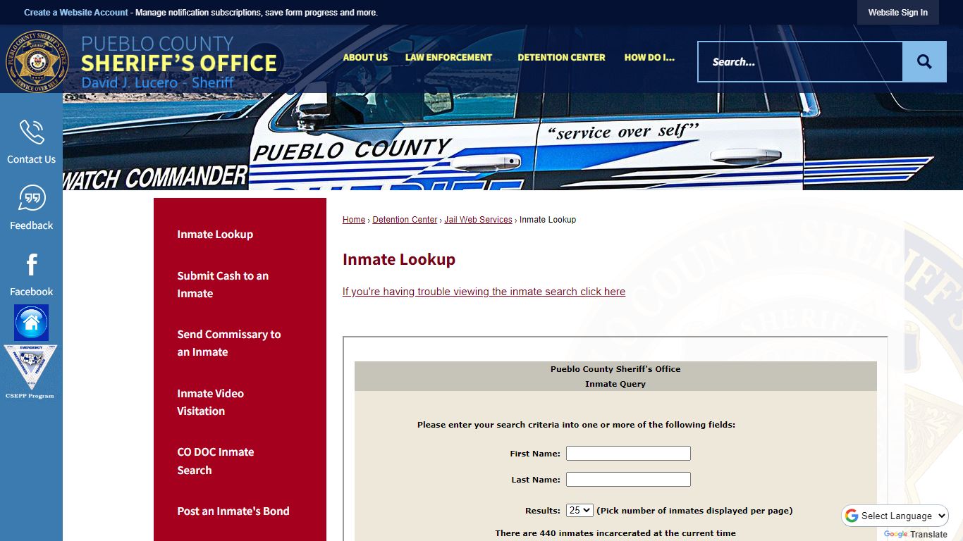 Inmate Lookup | Pueblo County Sheriff, CO