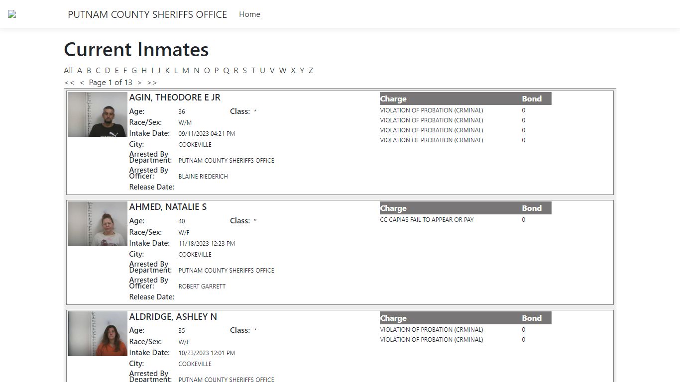 Inmates - ISOMS Portal - Putnam County TN Sheriff