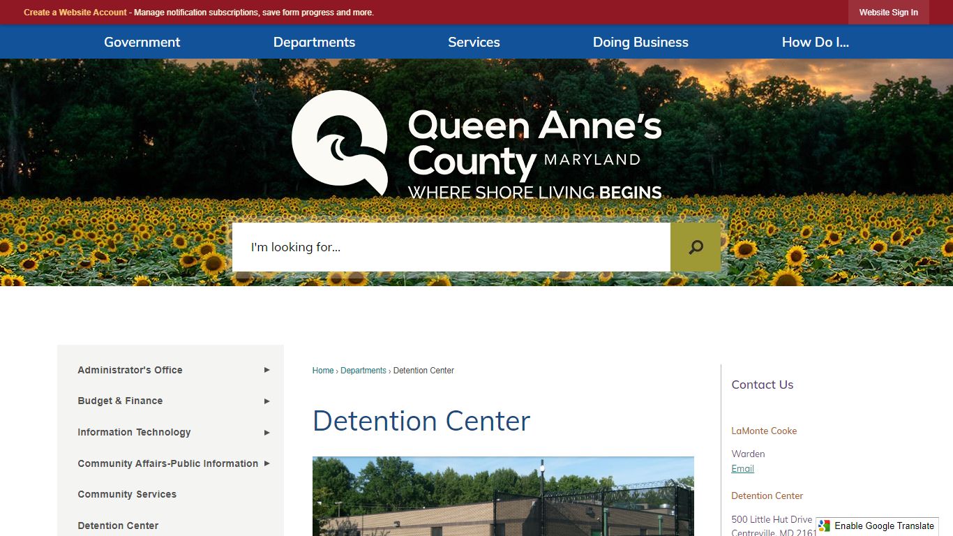 Detention Center | Queen Anne's County, MD - Official Website