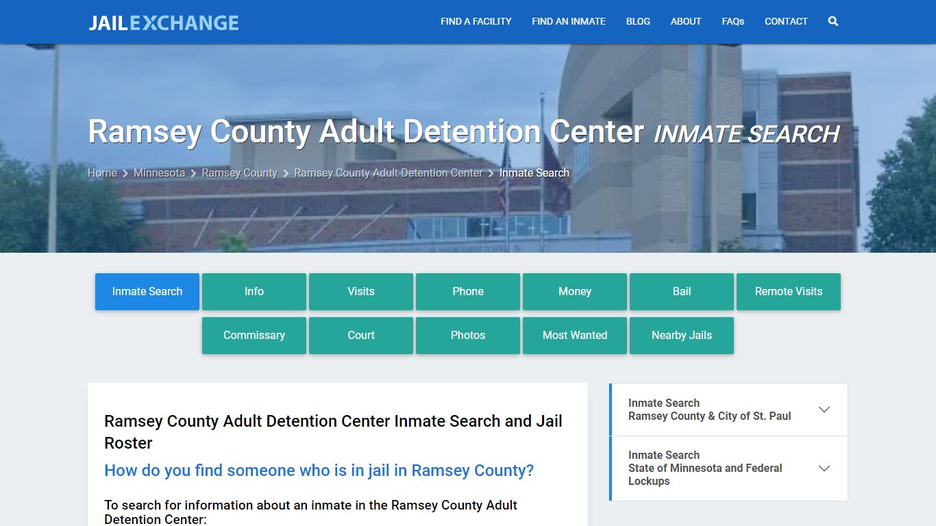 Ramsey County Adult Detention Center Inmate Search - Jail Exchange