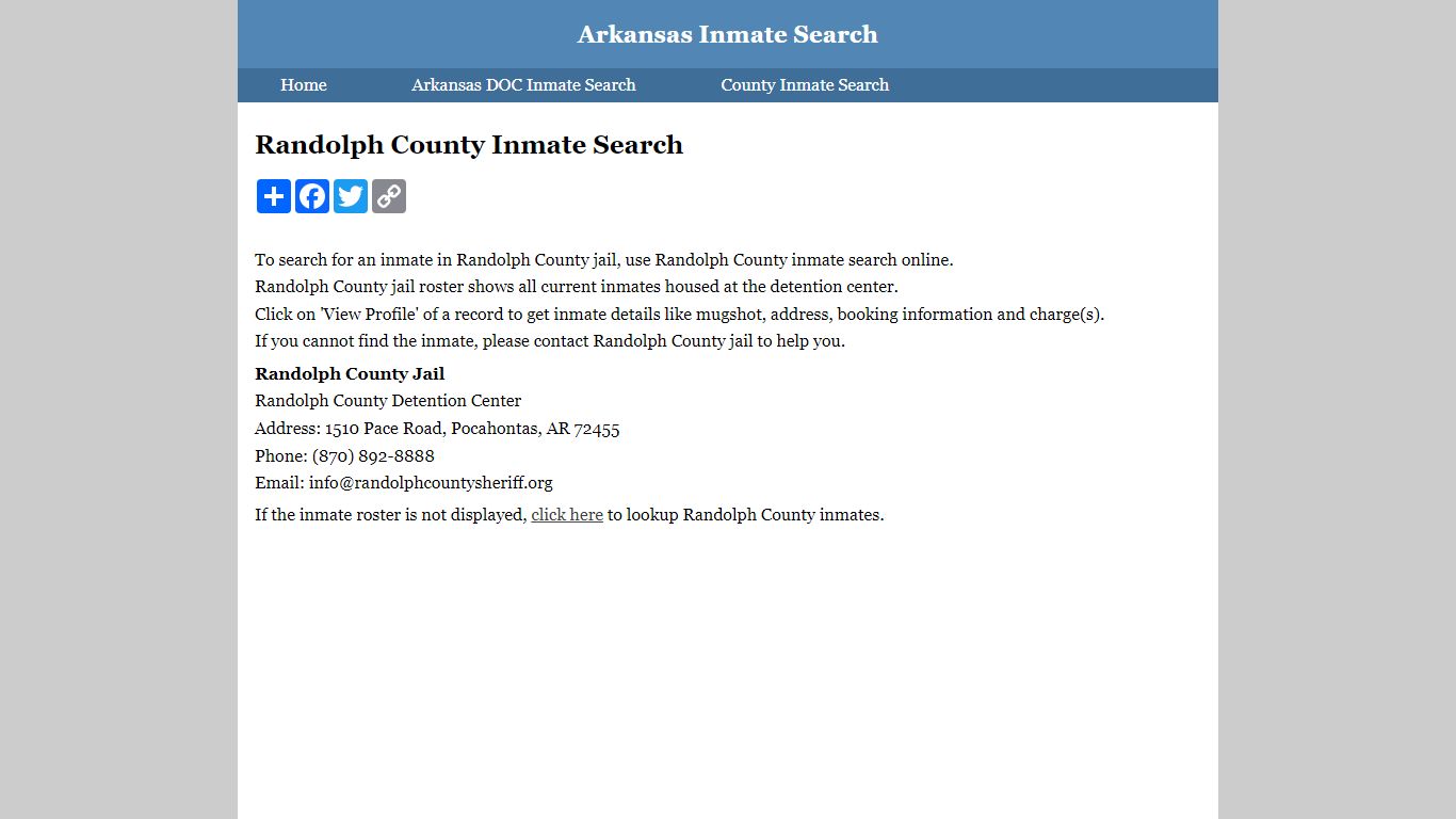 Randolph County Inmate Search