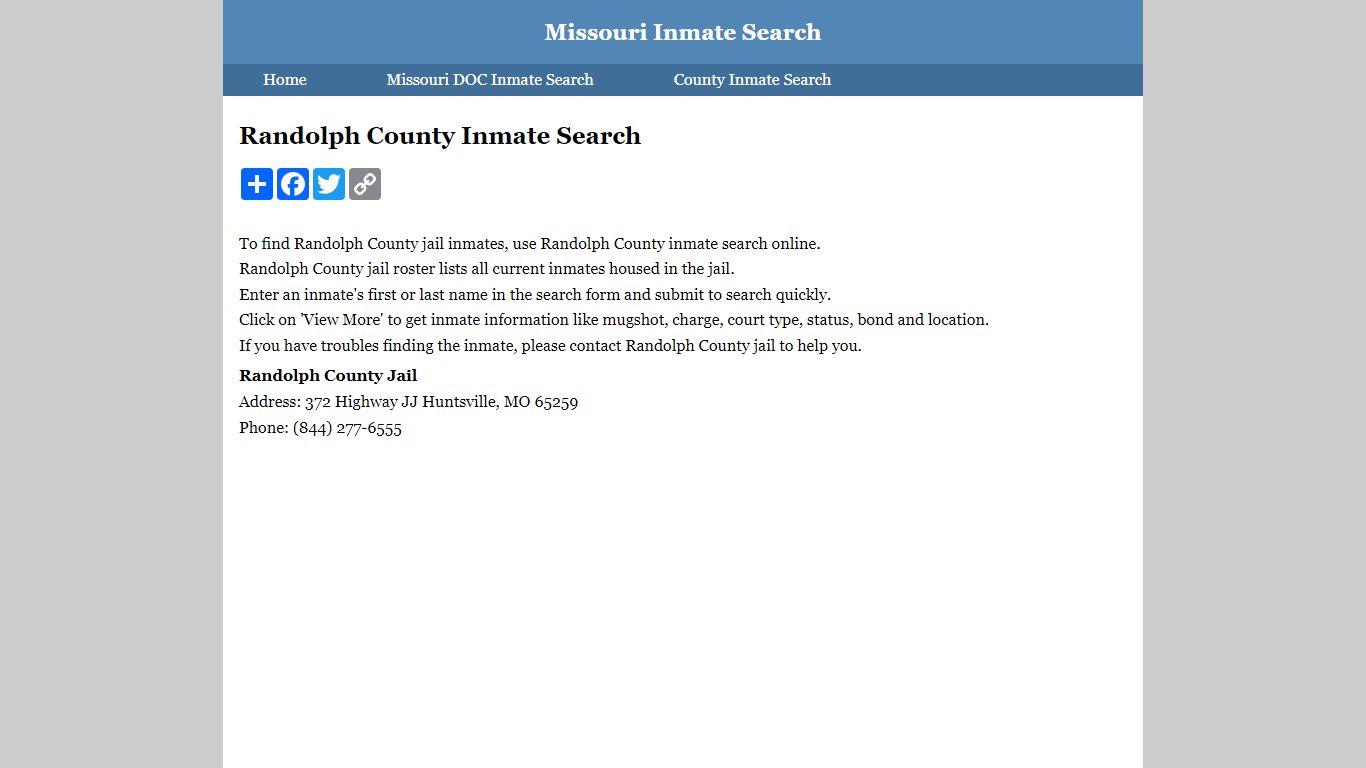 Randolph County Inmate Search