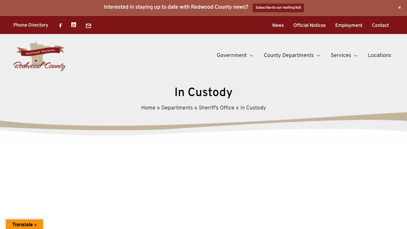 In Custody - Redwood County, MN