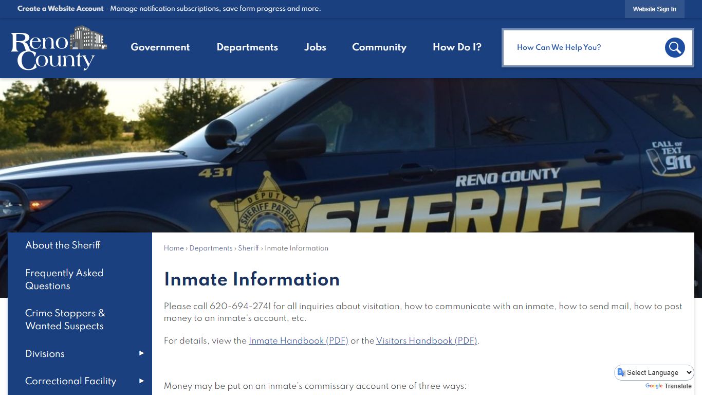 Inmate Information | Reno County, KS - Official Website