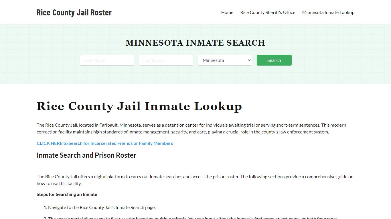 Rice County Jail Roster Lookup, MN, Inmate Search