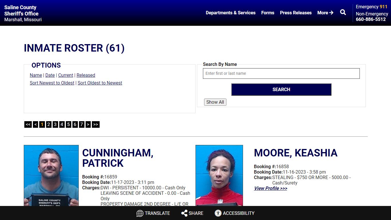 Current Inmates Booking Date Descending - Saline County Sheriff MO