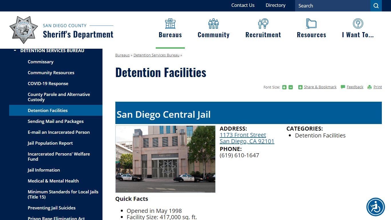 Detention Facilities | San Diego County Sheriff