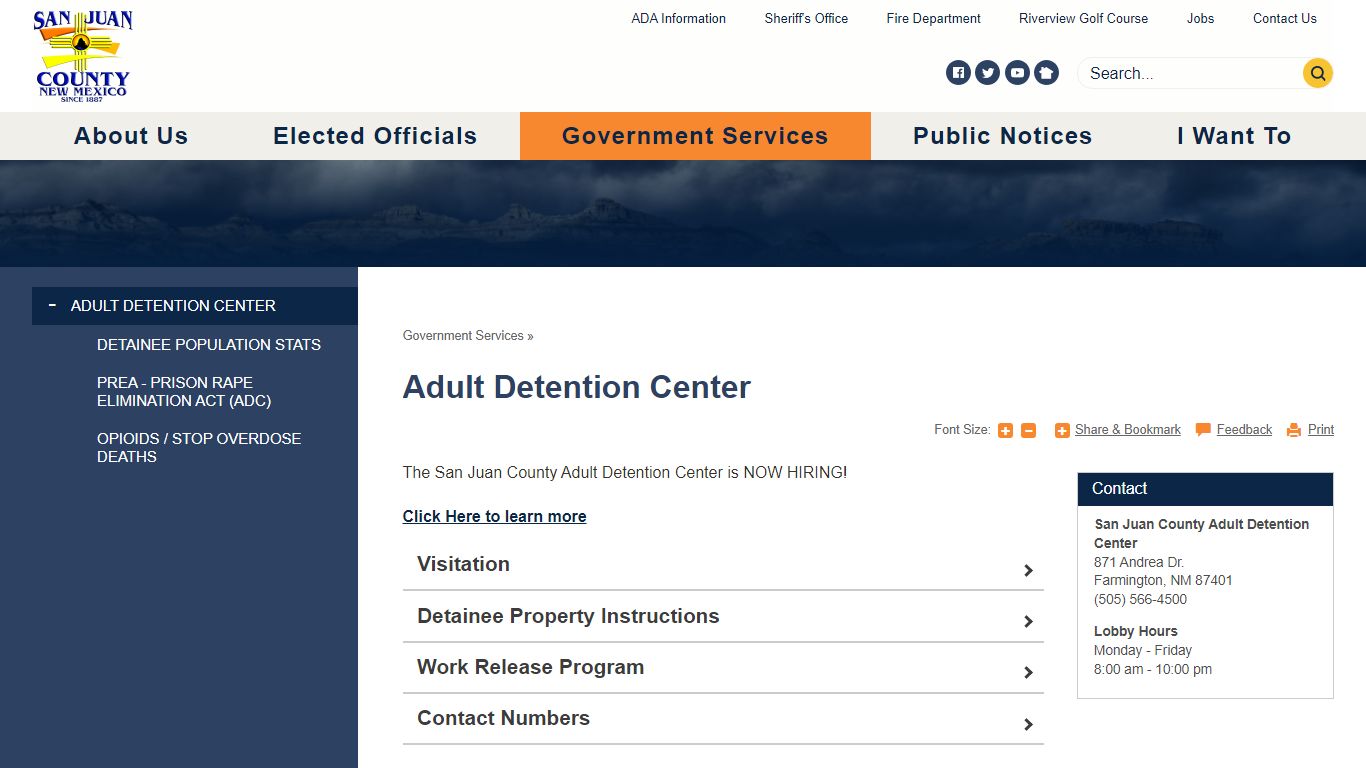 Adult Detention Center | San Juan County, NM